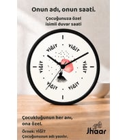 İsme Özel Şemsiyeli Kız Çocuk Odası Duvar Saati Orta Boy 30 cm Siyah Camlı Sessiz