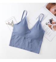 Kadın İnce Askılı Crop Atlet – Soft Dokulu Rahat Bralet Üst W1011 (Mavi)