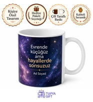Astrocore Uzay Yıldız Estetiği Galaksi Desenli Şık Kupa Bardak Hediye