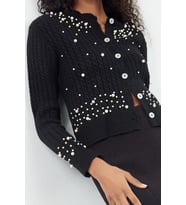 Kadın Modern Tarz Slim Bisiklet Yaka Crop Triko Hırka