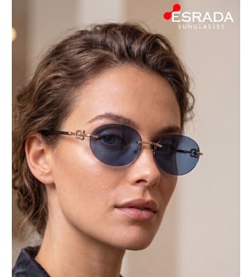 ESRADA 3104D 602180 2569 05 UV400 Korumalı Lacivert Renk Gümüş Detaylı Kadın Güneş Gözlüğü 57-18-148
