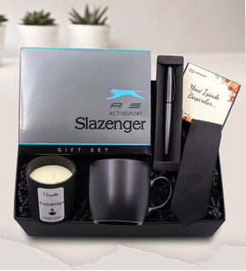 Kişiye Özel Gri Metalik Roller Kalem & Slazenger Activesport Deodorant ve Parfüm Seti & Siyah Mat Kupa & Vanilya Kokulu Bardak Mum & Siyah Kravat Hediye Seti