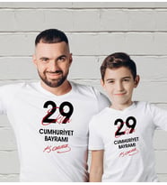 BK Gift 29 Ekim Tasarımlı 2’li Baba-Oğul Beyaz Tişört-5, 29 Ekim Hediyesi, Trend Tişört, 100.Yıl Hediyesi