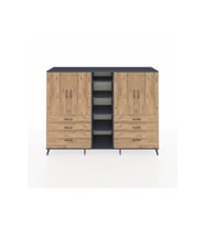Hyperion Dolap 10 Raflı 6 Çekmeceli 4 Kapaklı 220x44x163 Antrasit-Çam