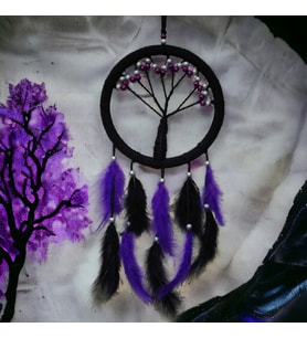 Mor İncili Hayat Ağacı Dream Catcher