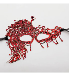Kırmızı Dantel Masquerade Maskesi 4 No