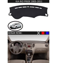 Kia Rio Pride 2005-2011 Için Uygun Torpido Koruma Halısı Siyah Kenar Renk Siyah