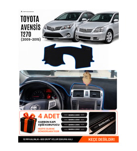TOYOTA AVENSİS T270 (2009-2015) Uyumlu Torpido Örtüsü Torpido Kılıfı - Siyah Mavi