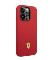 Apple iPhone 14 Pro Kılıf Ferrari M-safe Şarj Özellikli Silikon Metal Logo Dizayn Kapak