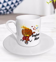 BK Gift Kişiye Özel Happy Halloween Tasarımlı Türk Kahvesi Fincanı-12