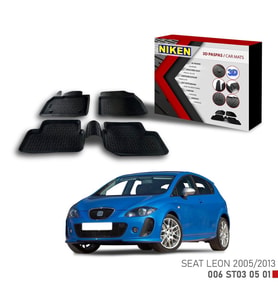 Seat Leon 2005-2013 için Uyumlu 3D Paspas (Karışık)