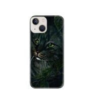 Iphone 13 Mini Kılıf Resimli Desenli Baskılı Silikon Kılıf + Tam Kaplayan Cam Flowers Cat 1345
