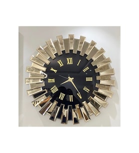 80 cm Art Mirror Elite piyano Aynalı Saat 80 Cm Metalik Yuvarlak Modern Ahşap