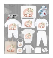 Minito Baby İsme Özel 13'lu Pamuklu Kız Bebek Hastane Çıkışı Seti_MT_275-13 (Krem)