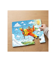 Sevimli Kırmızı Teyyare Tasarımlı 24 Parça Ahşap Çocuk Puzzle