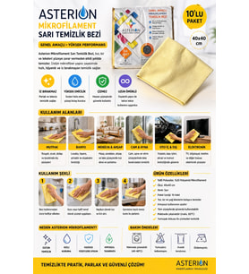 Asterion Mikrofilament Sarı Temizlik Bezi 40x40 cm 10'lu