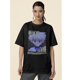 Speed Of Lightning Killua Zoldyck Baskılı Unisex Oversize Anime Dizi Karakter Tişört