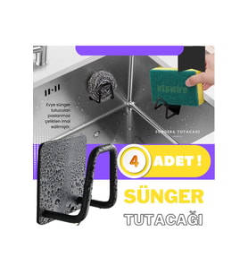 Kendinden Yapışkanlı Bulaşık Lavabo Sünger Tutacağı 4 Adet