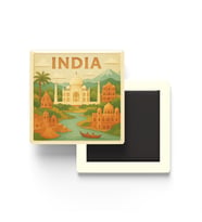 Hindistan - India - Paper Cut Art - Baskılı Buzdolap Magneti Kare - 9x9 cm