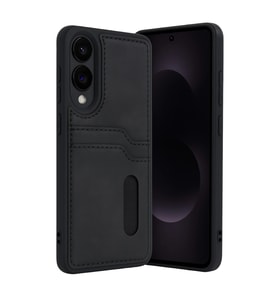 Samsung Galaxy S25 Edge Sara Kartvizitli Deri Kılıf - Siyah