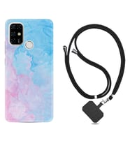 Casper E30 F20 X20 Kılıf Boyun Askılı Silikon Pink Blue Abstract 1385