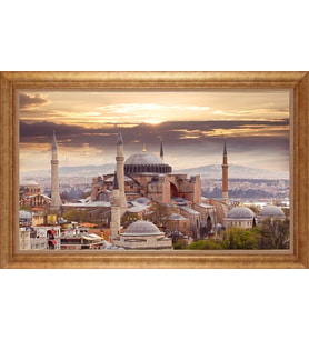 Çerçeveli Paspartulu Manzara Tablo bm0943 (Gold)
