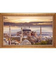Çerçeveli Paspartulu Manzara Tablo bm0943 (Gold)