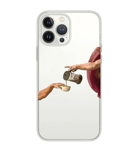 Iphone 12 PRO Uyumlu Eller Tablosu ve Kahve Tasarımlı Şeffaf Telefon Kılıfı