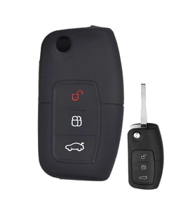 Ford Fiesta Focus Mondeo B-Max C-Max Anahtar Uyumlu Silikon Oto Anahtar Kumanda Kabı Kılıf Siyah