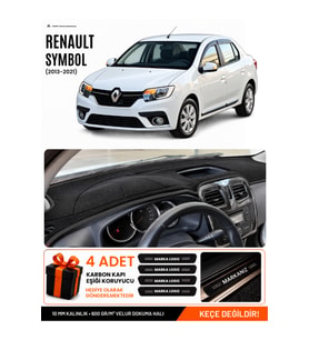 RENAULT SYMBOL KISA TİP 1 (2013-2021) Uyumlu Torpido Örtüsü Torpido Kılıfı - Siyah
