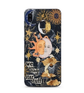 Samsung Galaxy A20/A30 Uyumlu Güneş ve Ay Desenli Şeffaf Telefon Kılıfı
