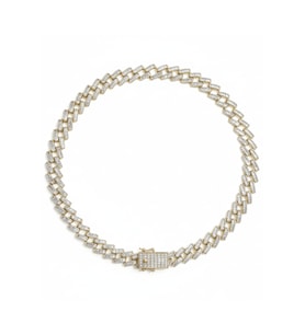 14 K Gold Kaplama 925 Ayar Gümüş Miami Cuban Choker Kolye