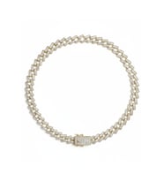 14 K Gold Kaplama 925 Ayar Gümüş Miami Cuban Choker Kolye