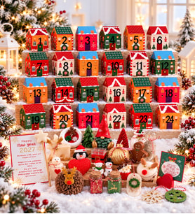 Kutlama Köyü- 24 Günlük Advent Calendar Yılbaşı Geri Sayım Sürpriz Hediye Kutusu Seti