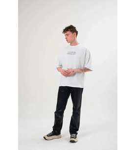 Erkek Baskılı T-Shirt Kısa Kol Bisiklet Yaka Regular Fit Rahat Kalıp Günlük Tişört - Beyaz