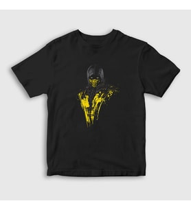 Presmono Unisex Çocuk Siyah Scorpion V3 Mortal Kombat T-Shirt 147572tt
