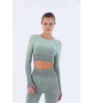 Maraton SlimFit Kadın Bisiklet Yaka  Sarmaşık Crop Top