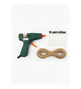 20 W Silikon Tabancası + 10 Adet Silikon + 1 Metre Jut Halat Seti (Çok Renkli)