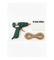 20 W Silikon Tabancası + 10 Adet Silikon + 1 Metre Jut Halat Seti (Çok Renkli)
