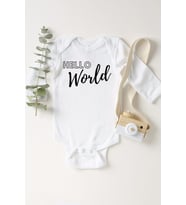 Unisex Bebek Beyaz Hello World Çıtçıtlı Body