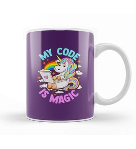 My Code Is Magic Unicorn Computer Programmer Coder Kupa Bardak Porselen