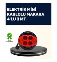 Mey İthalat® Ev ve Ofis İçin 3 Metre Kablolu 4 Priz Makarası