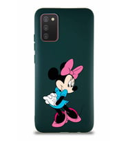 Samsung Galaxy A02S Soft Premier Kapak Minnie Mouse-F Tasarımlı Silikon Kılıf - Yeşil (Şeffaf)