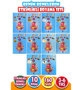 Benim Renklerim Eğitici Etkinlikli Boyama Seti Mavi 10 Kitap (Çok Renkli)