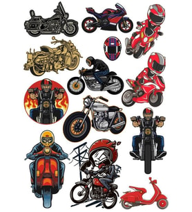 Motocu Sticker Set-5 13 Parça Telefon, Tablet, Defter, Laptop Sticker
