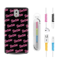 Samsung Note 3 4 5 8 9 20 Ultra 10 Lite Kılıf Kablo Koruma Spiral Silikon Barbie 1404