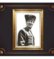 Altın Varaklı Çerçeveli Paspartulu Atatürk Tablo z4978 (Gold)