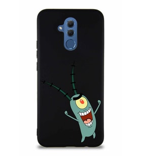 Huawei Mate 20 Lite Soft Premier Kapak Plankton Tasarımlı Silikon Kılıf - Siyah (Şeffaf)