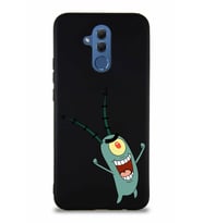 Huawei Mate 20 Lite Soft Premier Kapak Plankton Tasarımlı Silikon Kılıf - Siyah (Şeffaf)