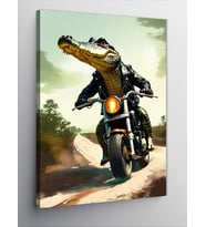 Kanvas Tablo Timsah Motorsikletli